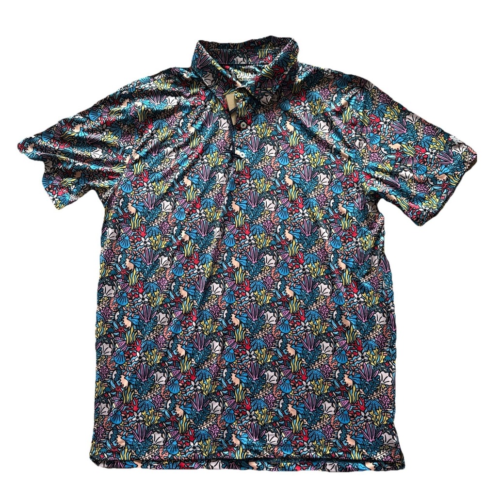 Chubbies The Reef Explorer Polo Shirt Men's Small Coral Reef Tropical Golf NWT